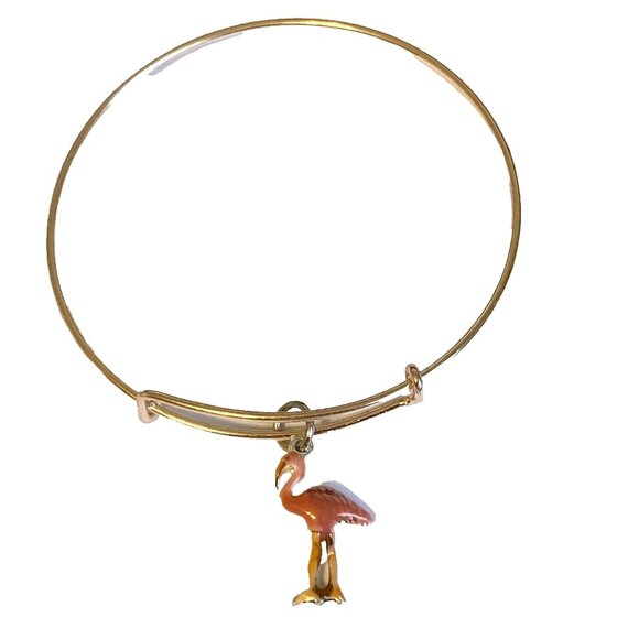 Rose Gold Pink Flamingo Charm Bracelet Peach Enamel Island Bird Plated - Picture 1 of 8